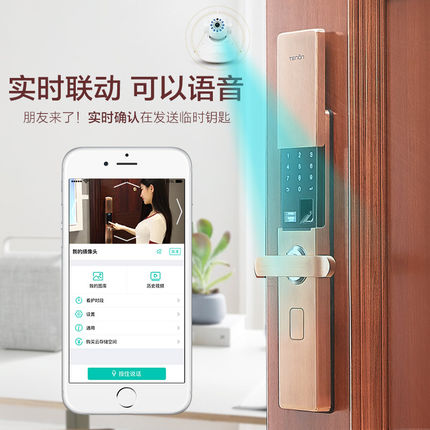 亞太天能阿里智能指紋鎖家用防盜門鎖 電子鎖密碼鎖大門防盜鎖V9